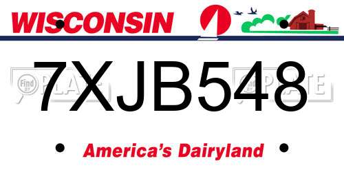7XJB548 Wisconsin License Plate