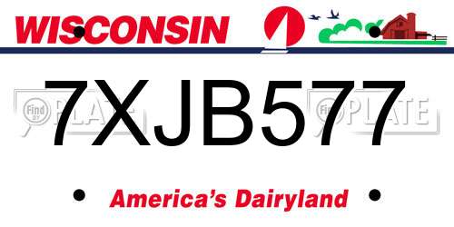 7XJB577 Wisconsin License Plate