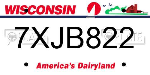 7XJB822 Wisconsin License Plate