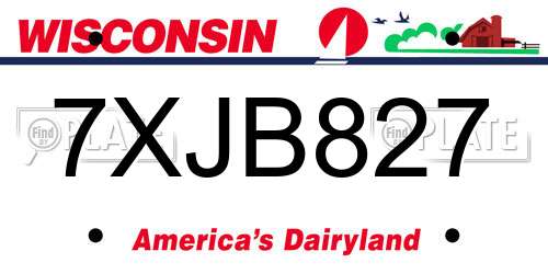 7XJB827 Wisconsin License Plate