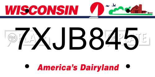 7XJB845 Wisconsin License Plate