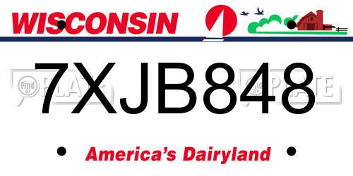 7XJB848 Wisconsin License Plate