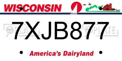 7XJB877 Wisconsin License Plate
