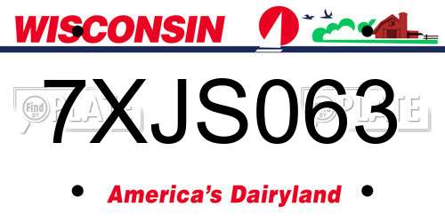 7XJS063 Wisconsin License Plate