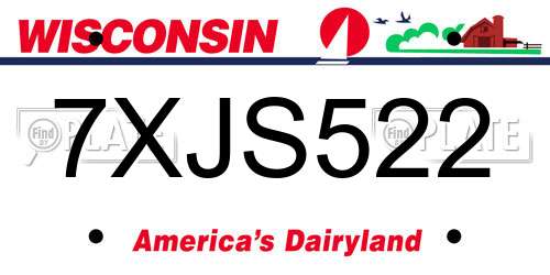 7XJS522 Wisconsin License Plate