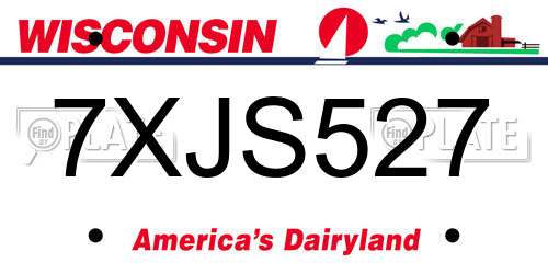 7XJS527 Wisconsin License Plate