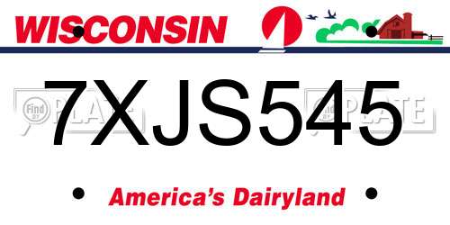 7XJS545 Wisconsin License Plate
