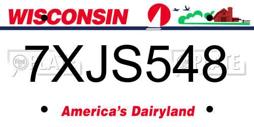 7XJS548 Wisconsin License Plate