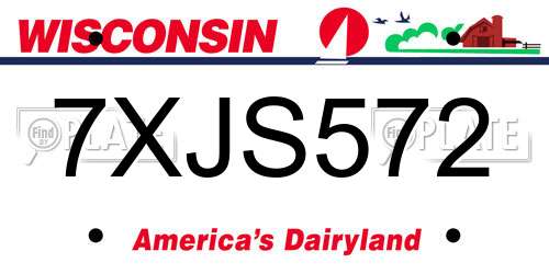 7XJS572 Wisconsin License Plate