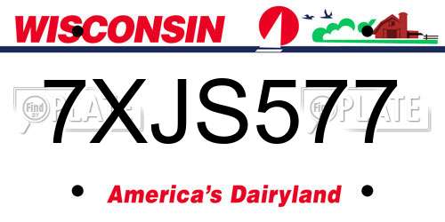 7XJS577 Wisconsin License Plate