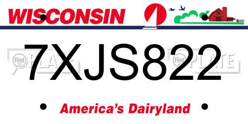 7XJS822 Wisconsin License Plate