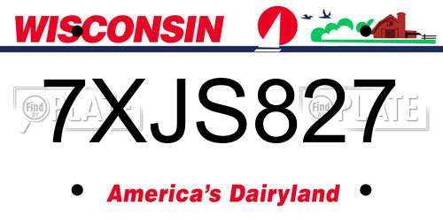 7XJS827 Wisconsin License Plate