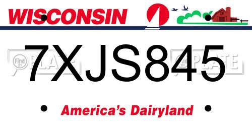 7XJS845 Wisconsin License Plate
