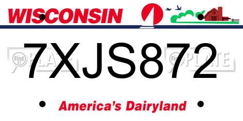 7XJS872 Wisconsin License Plate