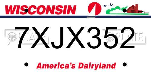 7XJX352 Wisconsin License Plate