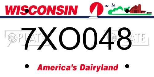 7XO048 Wisconsin License Plate