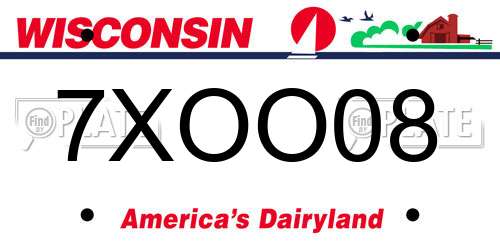 7XOO08 Wisconsin License Plate