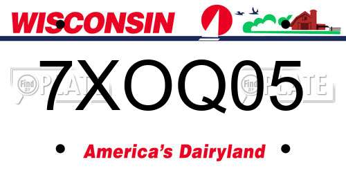 7XOQ05 Wisconsin License Plate