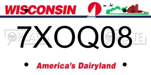 7XOQ08 Wisconsin License Plate