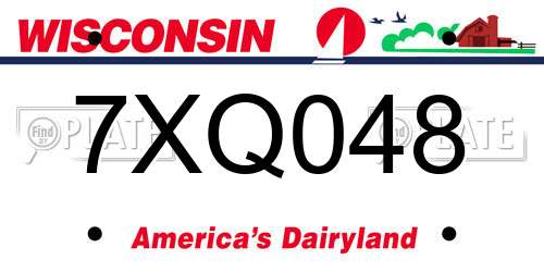 7XQ048 Wisconsin License Plate