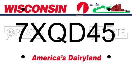 7XQD45 Wisconsin License Plate