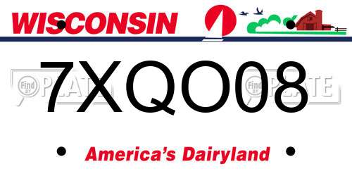 7XQO08 Wisconsin License Plate