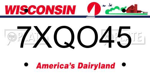 7XQO45 Wisconsin License Plate