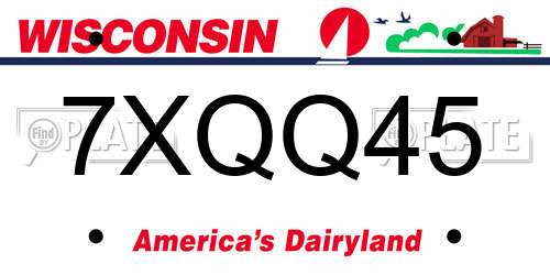 7XQQ45 Wisconsin License Plate