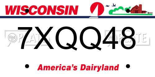 7XQQ48 Wisconsin License Plate