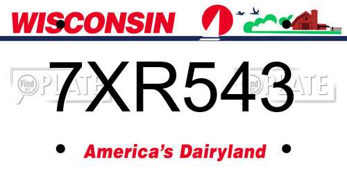 7XR543 Wisconsin License Plate
