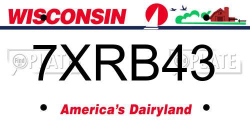 7XRB43 Wisconsin License Plate
