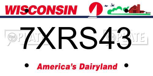 7XRS43 Wisconsin License Plate