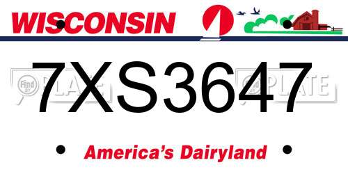 7XS3647 Wisconsin License Plate