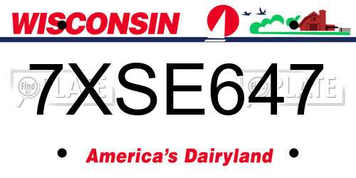 7XSE647 Wisconsin License Plate
