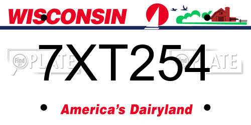 7XT254 Wisconsin License Plate