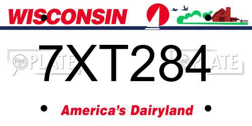 7XT284 Wisconsin License Plate