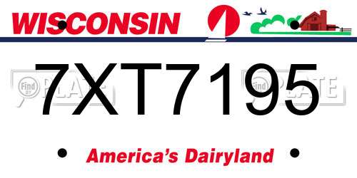 7XT7195 Wisconsin License Plate