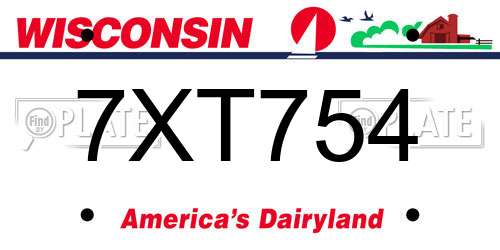 7XT754 Wisconsin License Plate