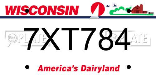 7XT784 Wisconsin License Plate