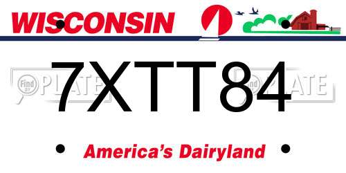 7XTT84 Wisconsin License Plate
