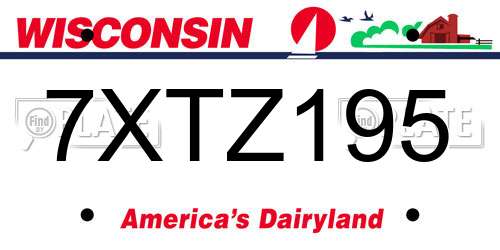 7XTZ195 Wisconsin License Plate