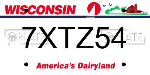 7XTZ54 Wisconsin License Plate