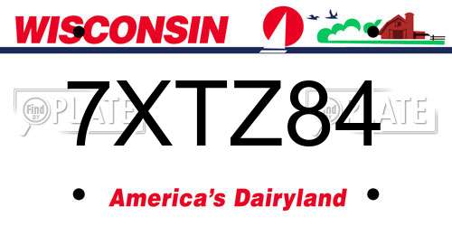 7XTZ84 Wisconsin License Plate