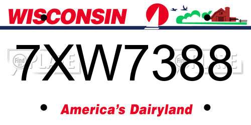 7XW7388 Wisconsin License Plate