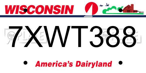 7XWT388 Wisconsin License Plate