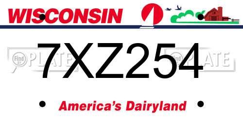 7XZ254 Wisconsin License Plate