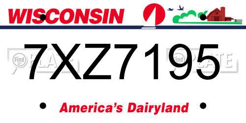 7XZ7195 Wisconsin License Plate
