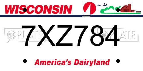 7XZ784 Wisconsin License Plate