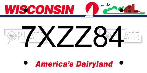 7XZZ84 Wisconsin License Plate