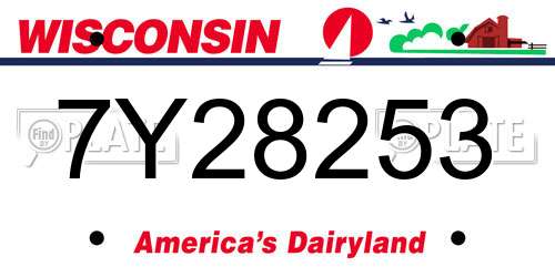 7Y28253 Wisconsin License Plate